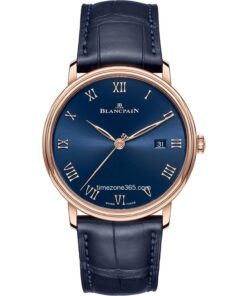 Blancpain Villeret Ultraplate 40mm watch with 18k rose gold case and leather strap.